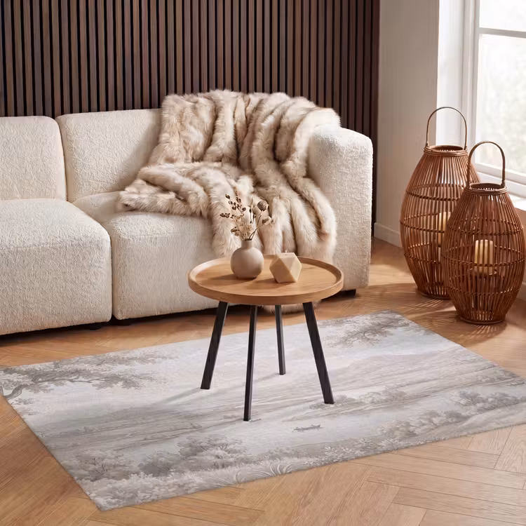 Vloerkleed - Rivierlandschap - Bergen - Natuur - Vintage - Beige — 3