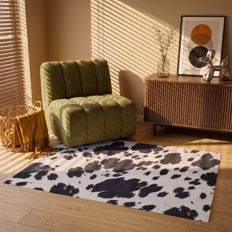 Vloerkleed - Patroon - Vacht - Zwart - Wit — 2