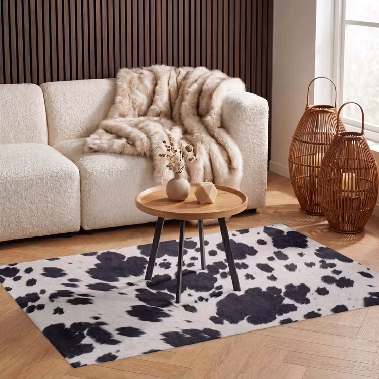 Vloerkleed - Patroon - Vacht - Zwart - Wit — 3