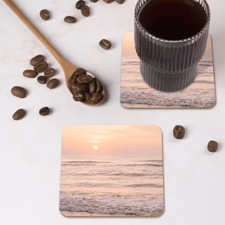 Onderzetter​ - Zonsondergang Zee Strand Roze — 4
