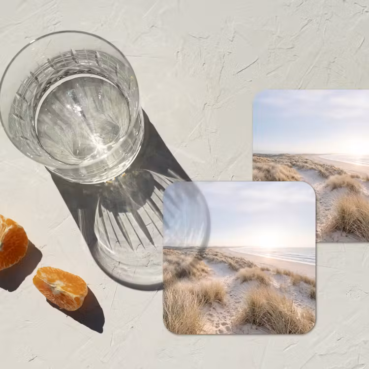 Onderzetter​ - Duinen Strand Zonsondergang Beige — 2