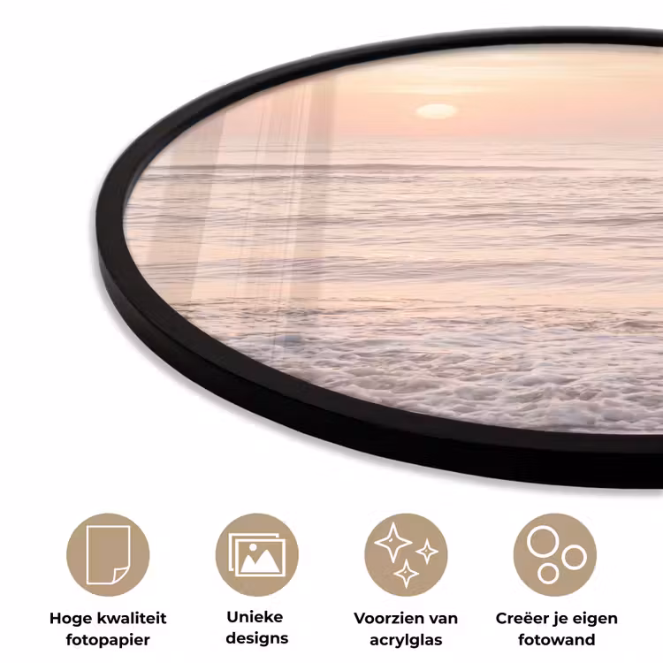 Ronde fotolijst - Zonsondergang Zee Strand Roze — 2