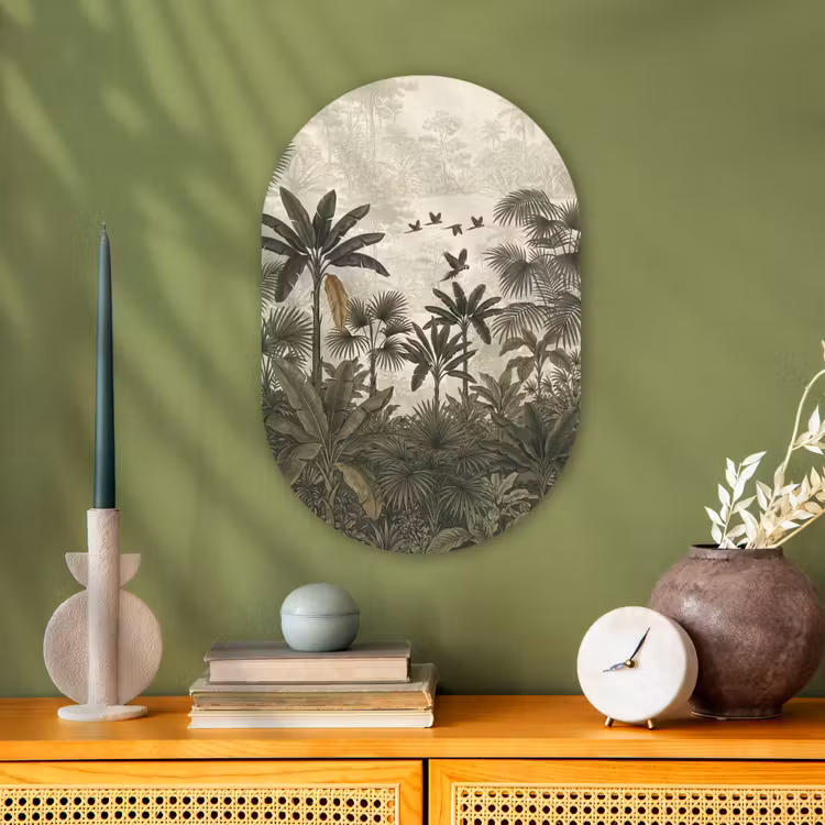 Muurovaal - Kunststof - Papagaaien - Jungle - Tropisch - Green — 2