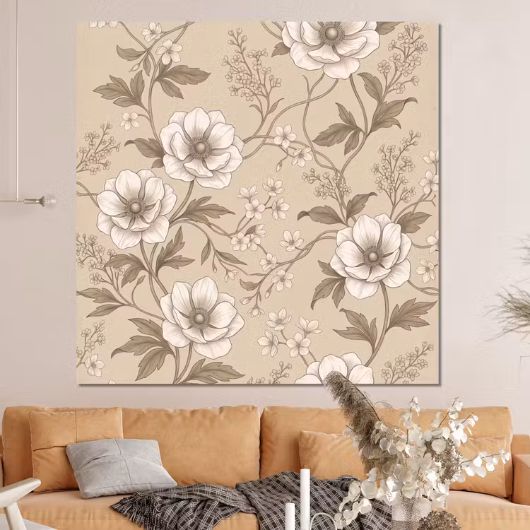 Forex - Bloemen - Patroon - Beige — 4