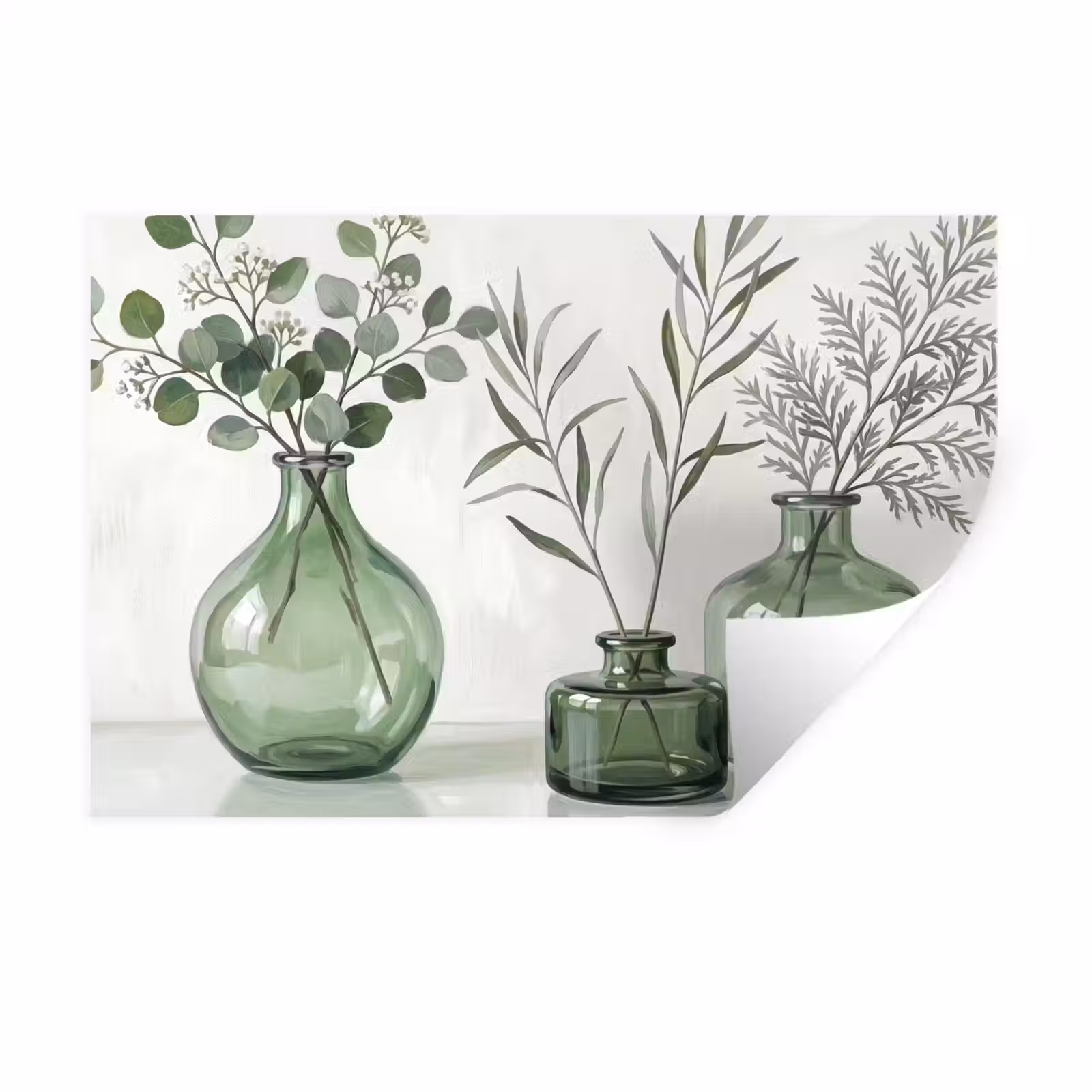 Muursticker - Vazen - Bladeren - Groen — 1