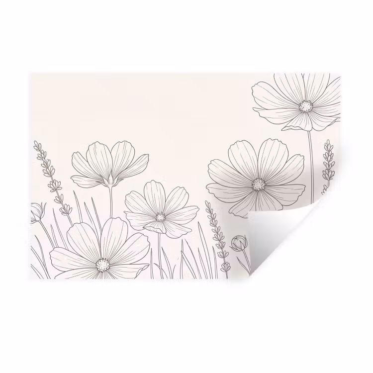 Muursticker - Minimalistisch - Modern - Bloemen - Beige