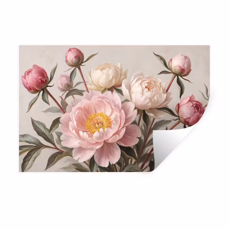 Muursticker - Pioenrozen - Boeket - Roze