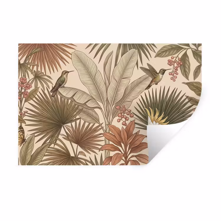 Muursticker - Tropisch - Vogels - Beige