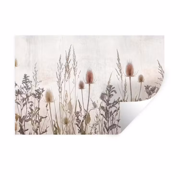 Muursticker - Weidebloemen - Design - Sepia