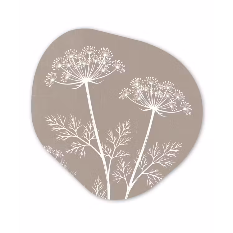 Organische schilderij - Aluminium - Grafisch - Fluitenkruid - Taupe