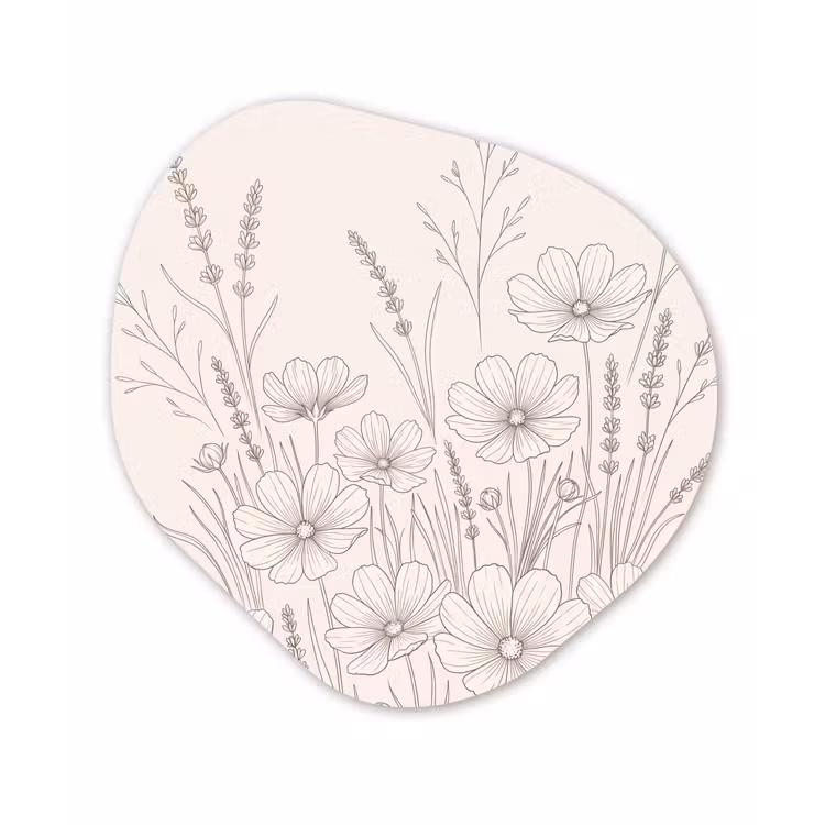 Organische schilderij - Aluminium - Minimalistisch - Modern - Bloemen - Beige