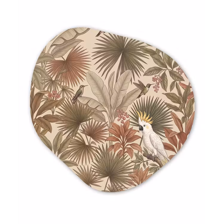 Organische schilderij - Aluminium - Tropisch - Vogels - Beige