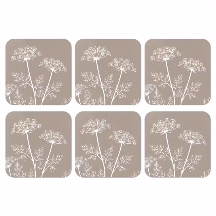 Onderzetter - Grafisch - Fluitenkruid - Taupe