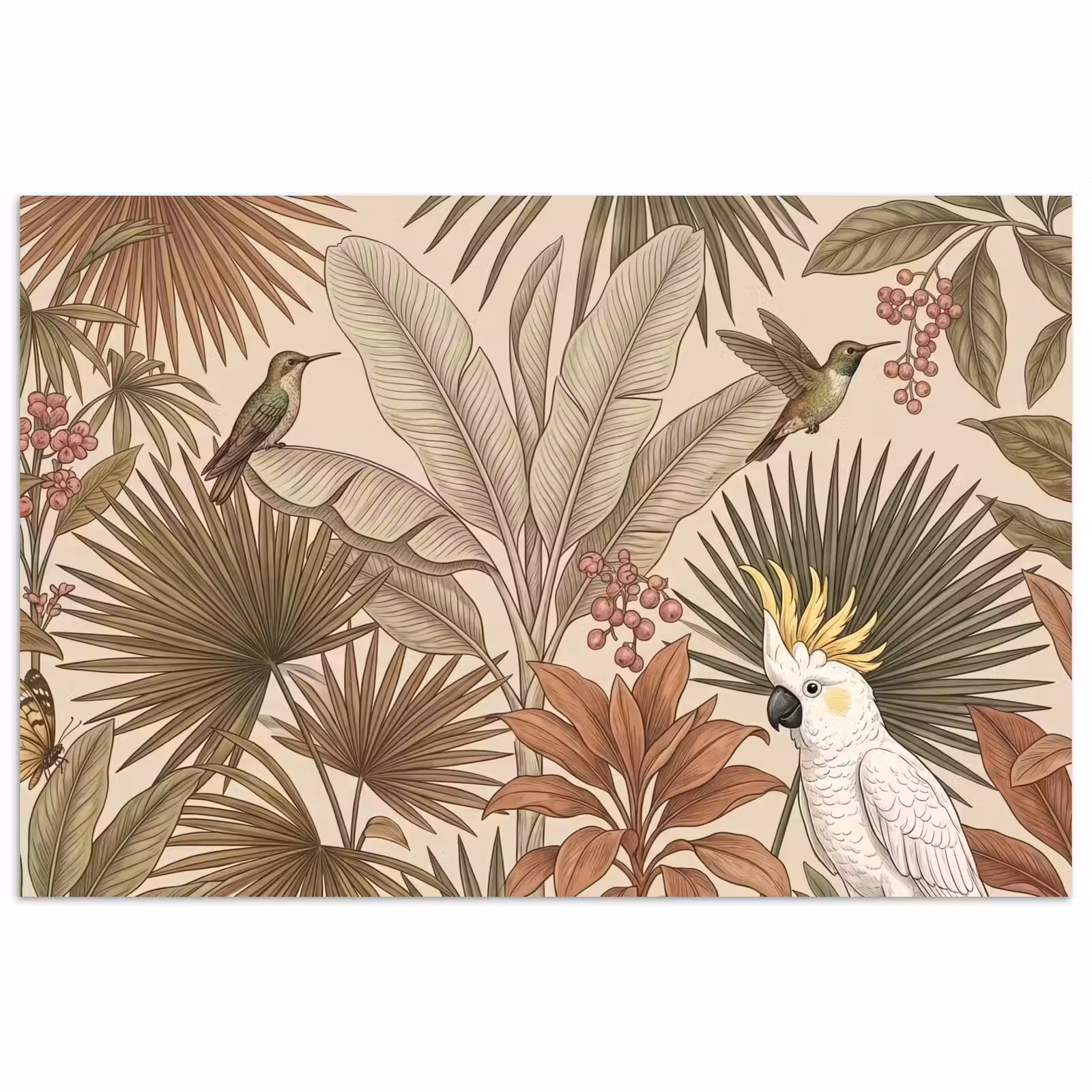 Poster - Tropisch - Vogels - Beige — 1