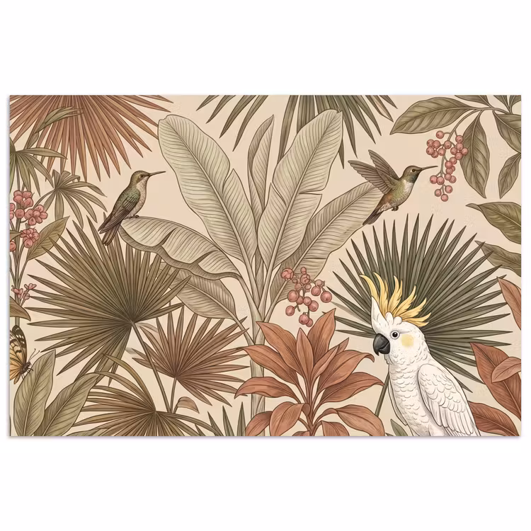 Poster - Tropisch - Vogels - Beige