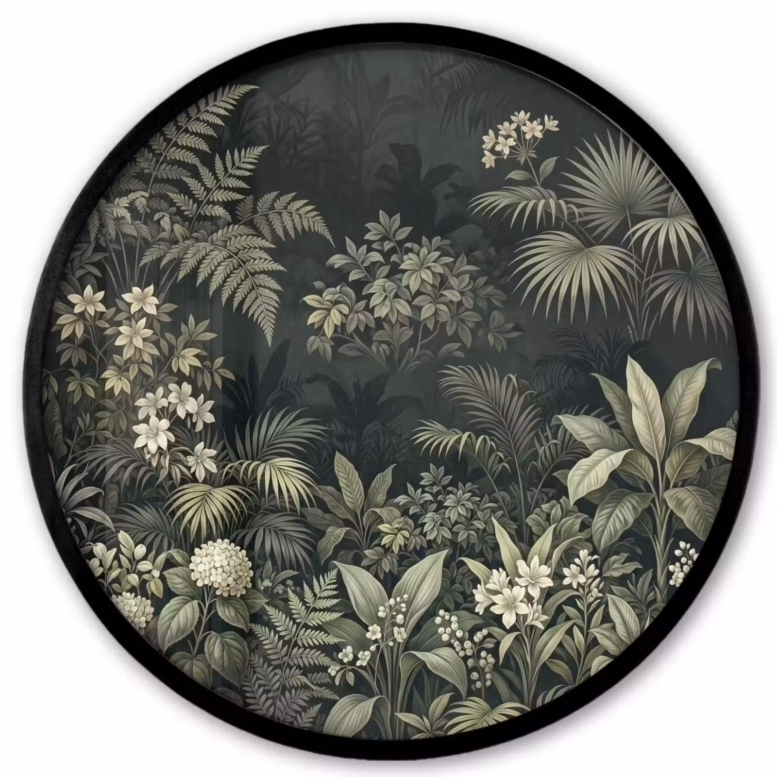Ronde fotolijst - Jungle - Bladeren - Botanisch - Groen — 1