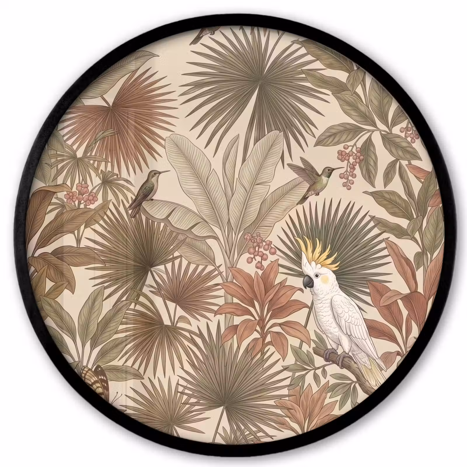 Ronde fotolijst - Tropisch - Vogels - Beige — 1