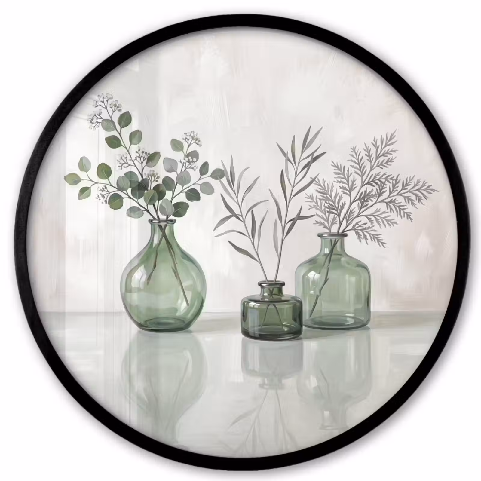 Ronde fotolijst - Vazen - Bladeren - Groen — 1