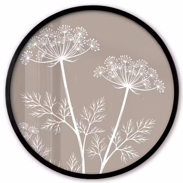 Ronde fotolijst - Grafisch - Fluitenkruid - Taupe