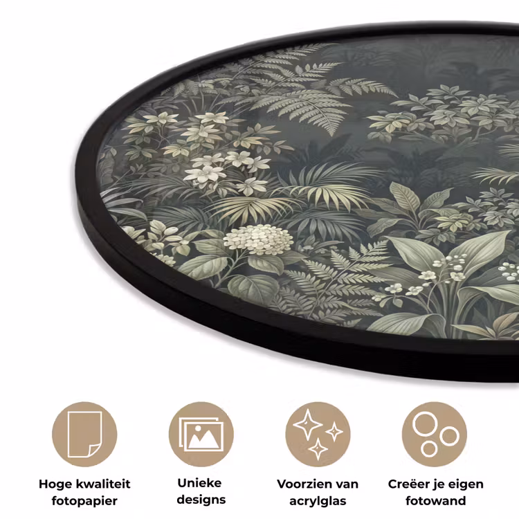 Ronde fotolijst - Jungle - Bladeren - Botanisch - Groen — 2