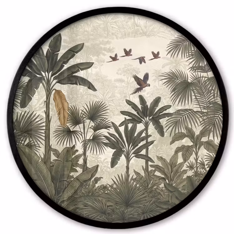 Ronde fotolijst - Papagaaien - Jungle - Tropisch - Green