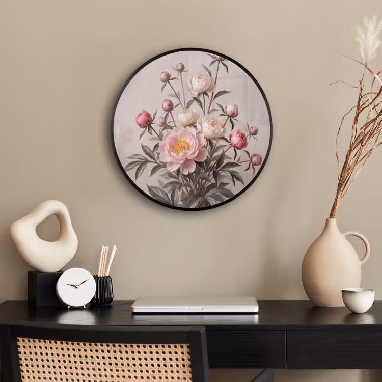 Ronde fotolijst - Pioenrozen - Boeket - Roze — 3