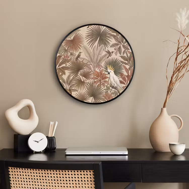 Ronde fotolijst - Tropisch - Vogels - Beige — 3