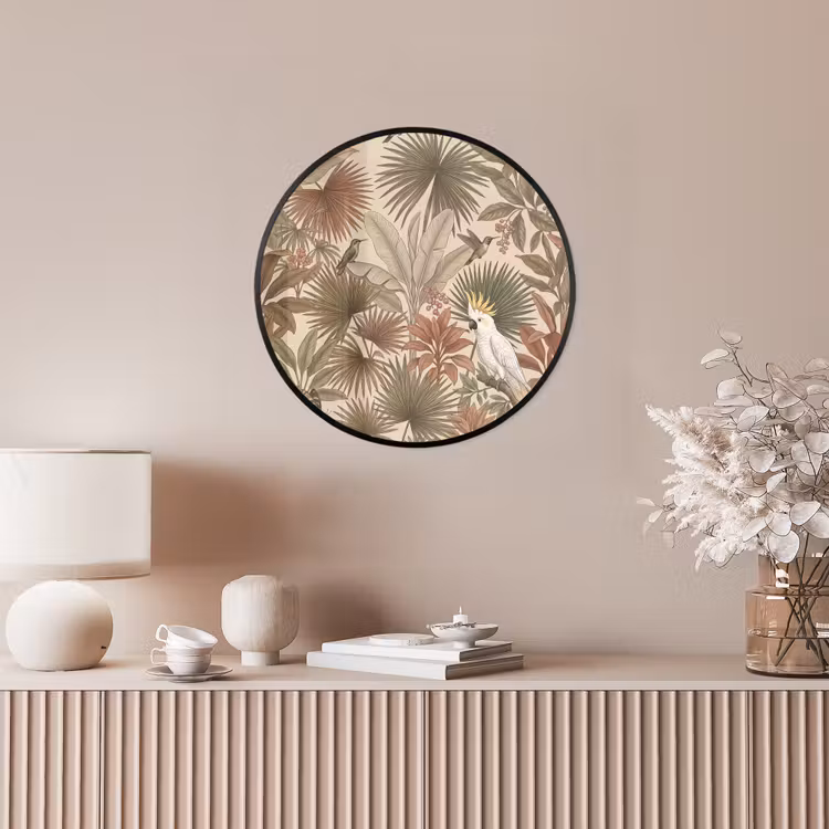 Ronde fotolijst - Tropisch - Vogels - Beige — 5