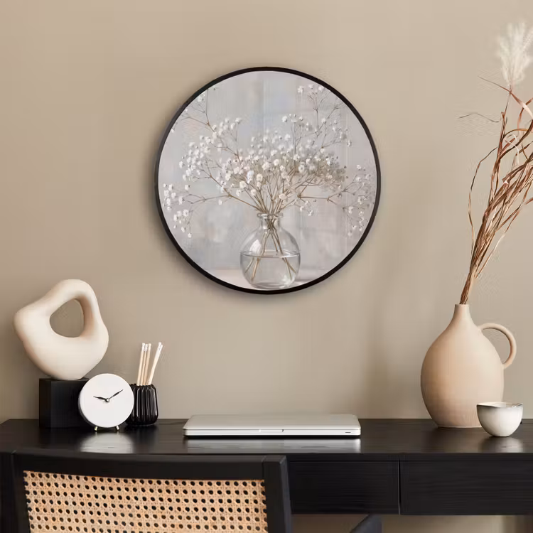 Ronde fotolijst - Vaas - Gipskruid - Wit — 3