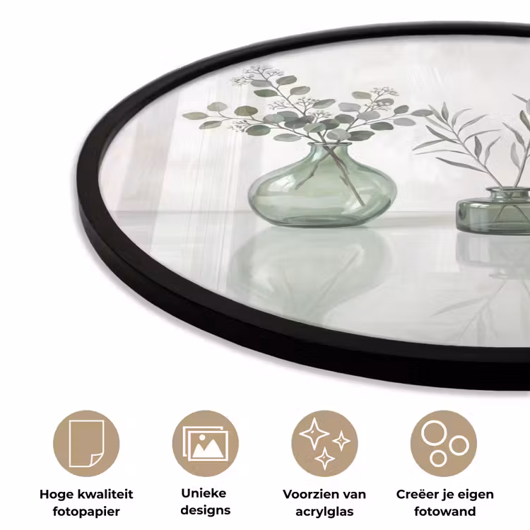 Ronde fotolijst - Vazen - Bladeren - Groen — 2