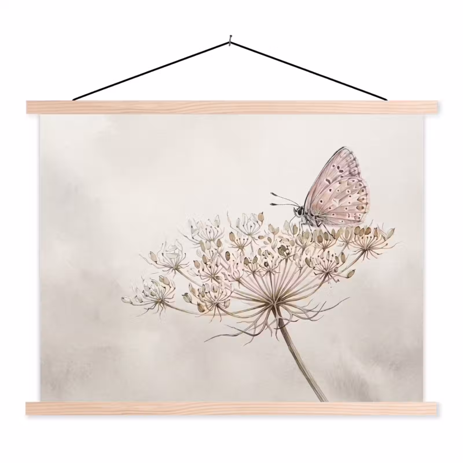 Schoolplaat - Vlinder - Bloem -Natuur - Beige — 1