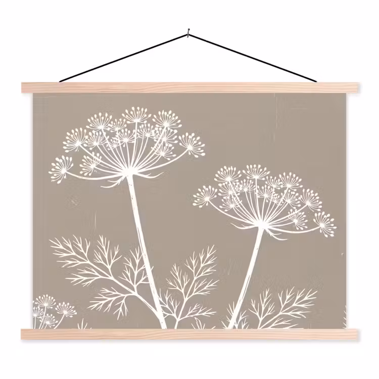 Schoolplaat - Grafisch - Fluitenkruid - Taupe