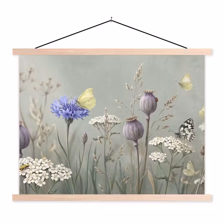 Schoolplaat - Vlinders - Wildbloemen - Illustratie - Kleurrijk