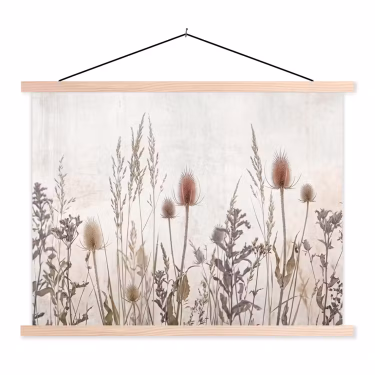 Schoolplaat - Weidebloemen - Design - Sepia