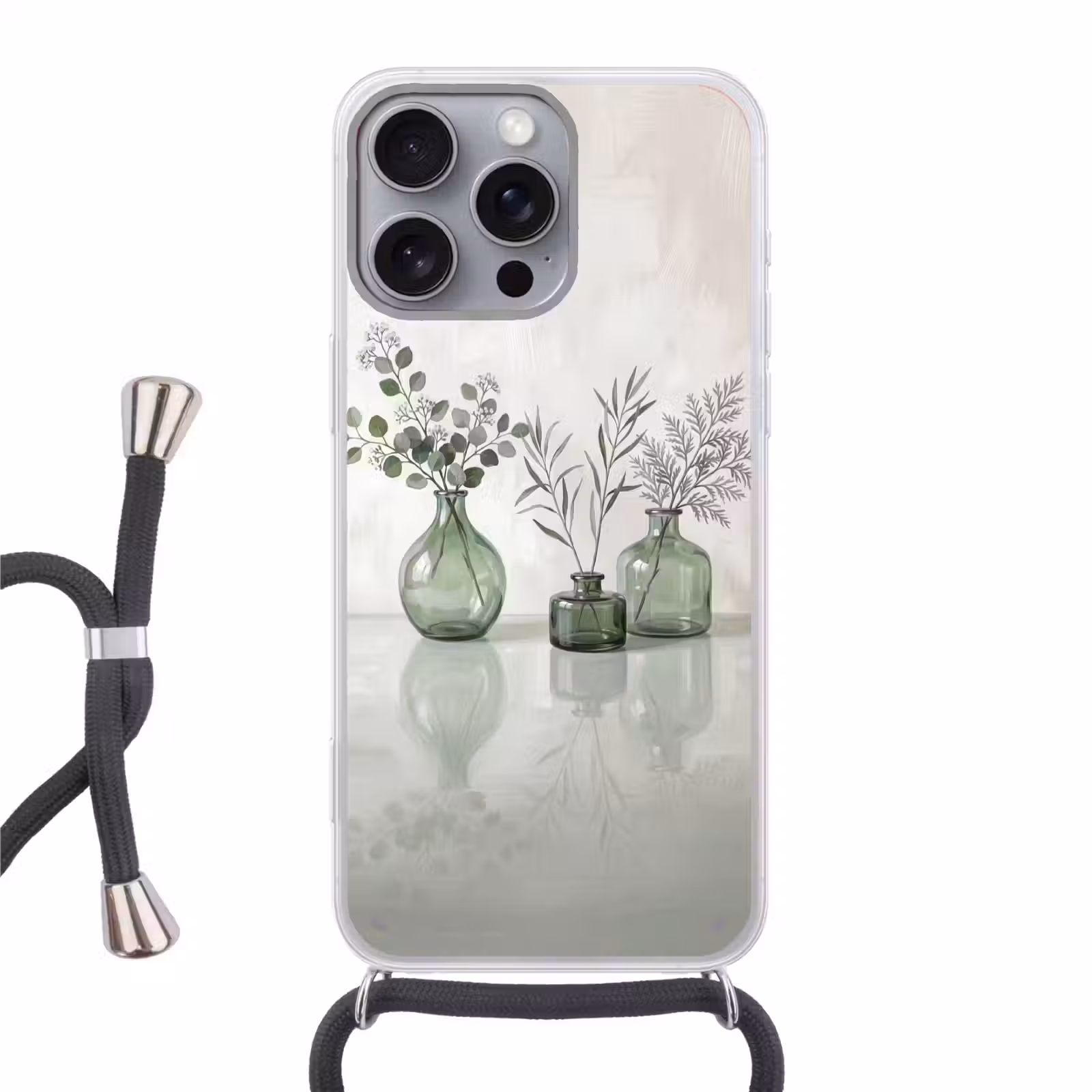 Telefoonhoesje met koord - Vazen - Bladeren - Groen — 1