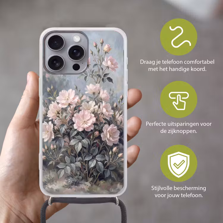 Telefoonhoesje met koord - Rozen - Illustratie - Roze — 4