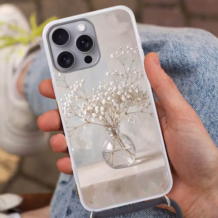 Telefoonhoesje met koord - Vaas - Gipskruid - Wit — 2