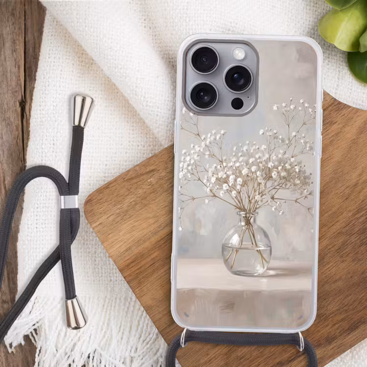 Telefoonhoesje met koord - Vaas - Gipskruid - Wit — 3