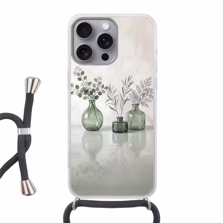 Telefoonhoesje met koord - Vazen - Bladeren - Groen