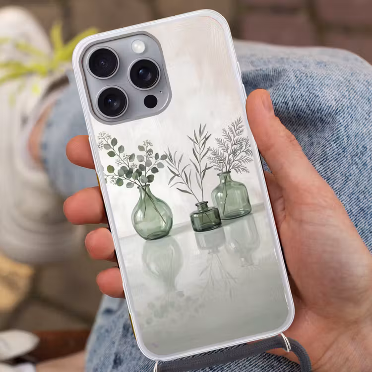 Telefoonhoesje met koord - Vazen - Bladeren - Groen — 2