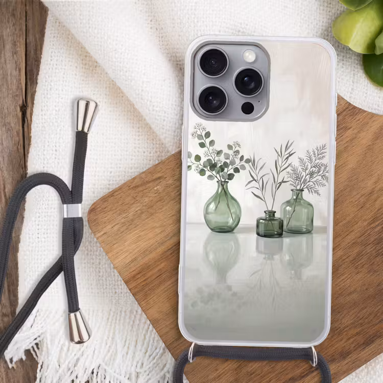 Telefoonhoesje met koord - Vazen - Bladeren - Groen — 3