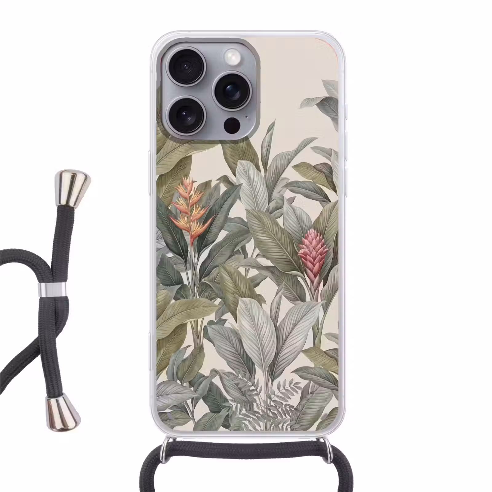 Telefoonhoesje met koord - Tropisch - Planten - Modern - Groen — 1