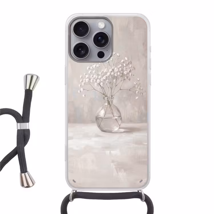 Telefoonhoesje met koord - Gipskruid - Vaas - Wit