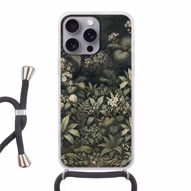 Telefoonhoesje met koord - Jungle - Bladeren - Botanisch - Groen