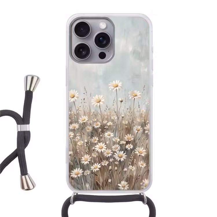 Telefoonhoesje met koord - Madelief - Illustratie - Wit