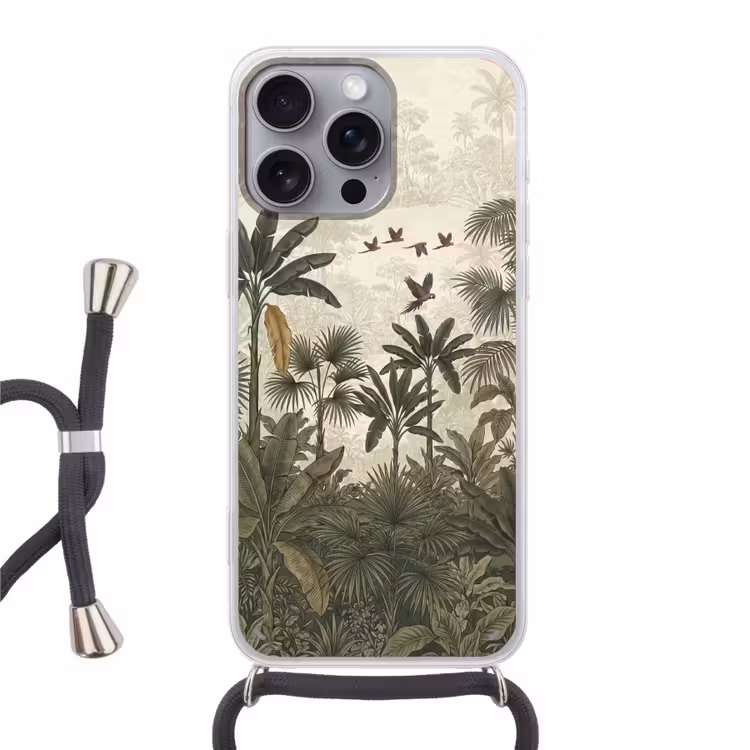 Telefoonhoesje met koord - Papagaaien - Jungle - Tropisch - Green