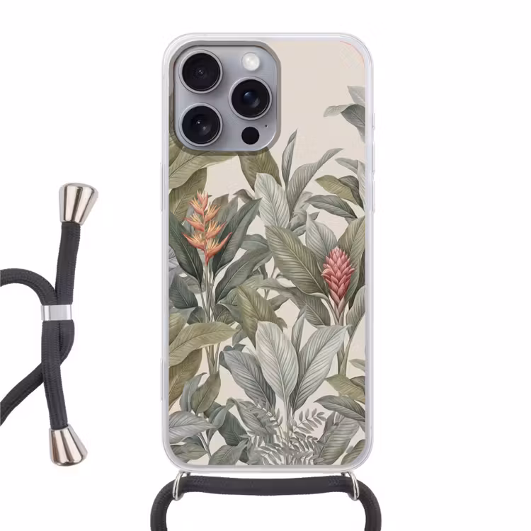Telefoonhoesje met koord - Tropisch - Planten - Modern - Groen