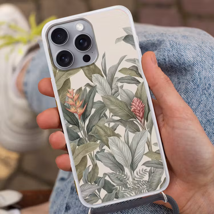 Telefoonhoesje met koord - Tropisch - Planten - Modern - Groen — 2