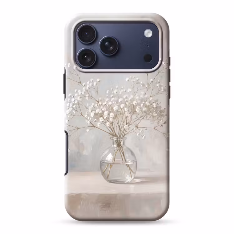 Telefoonhoesje Toughcase - Vaas - Gipskruid - Wit