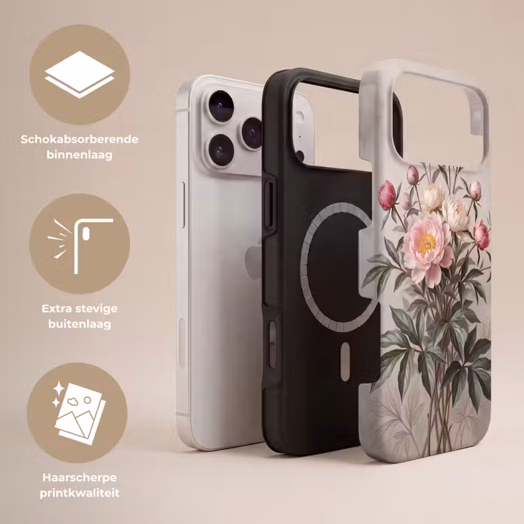 Telefoonhoesje Toughcase - Pioenrozen - Boeket - Roze — 3